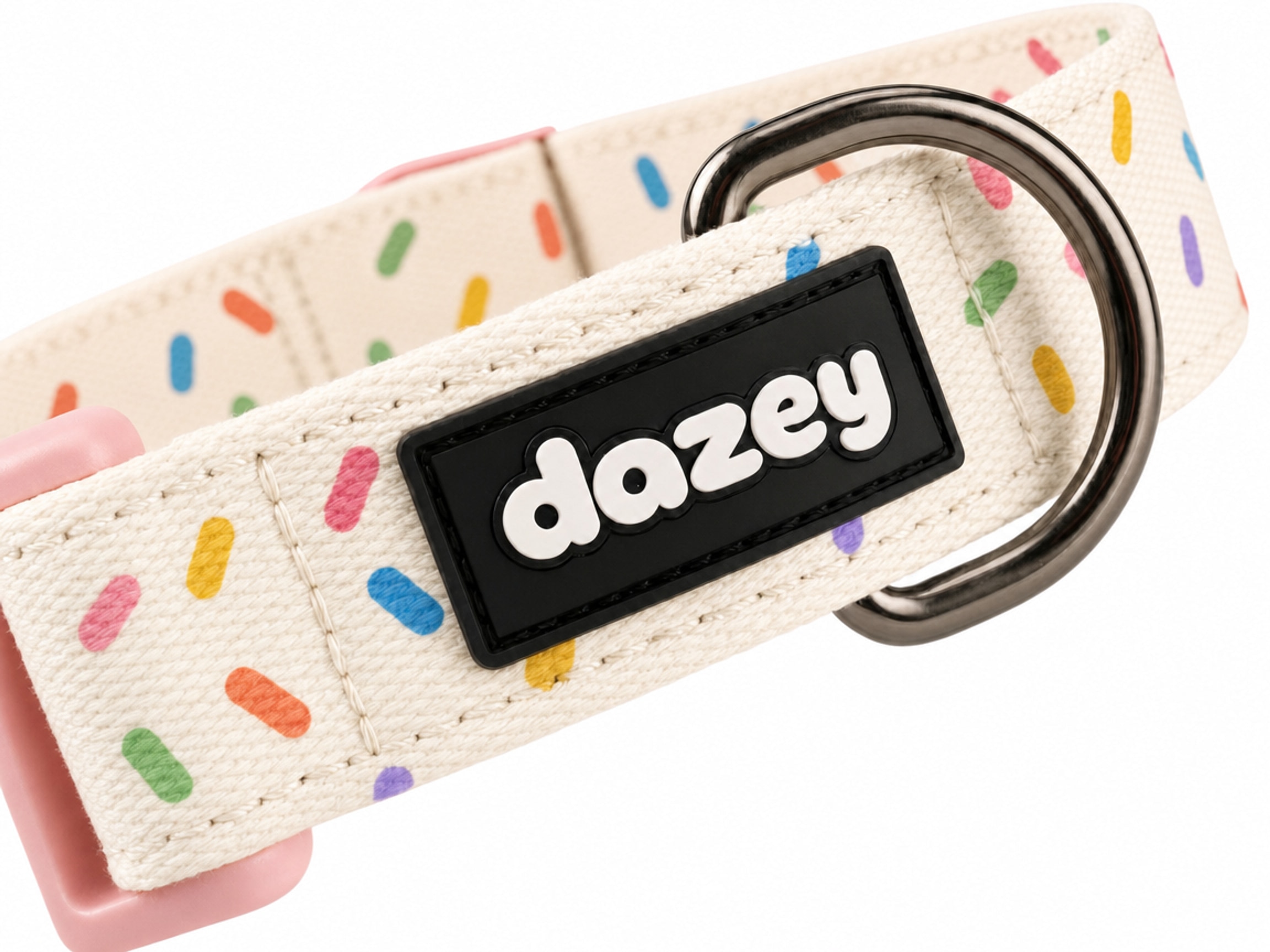 Confetti Fun collar rubber tag and D-ring detail