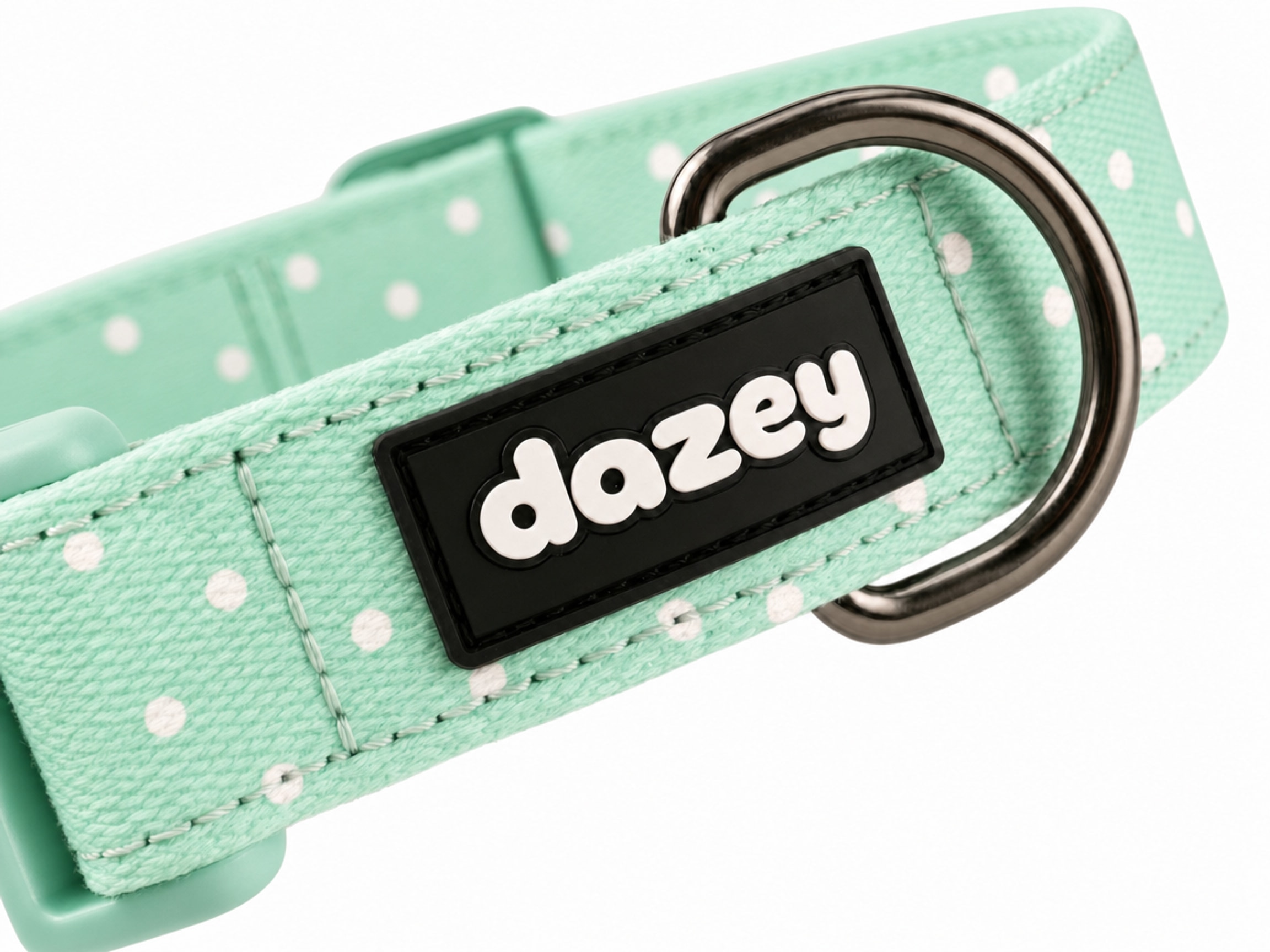 Mint Chip collar rubber tag and D-ring detail